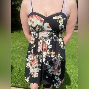 black floral knee-length Xhilaration dress